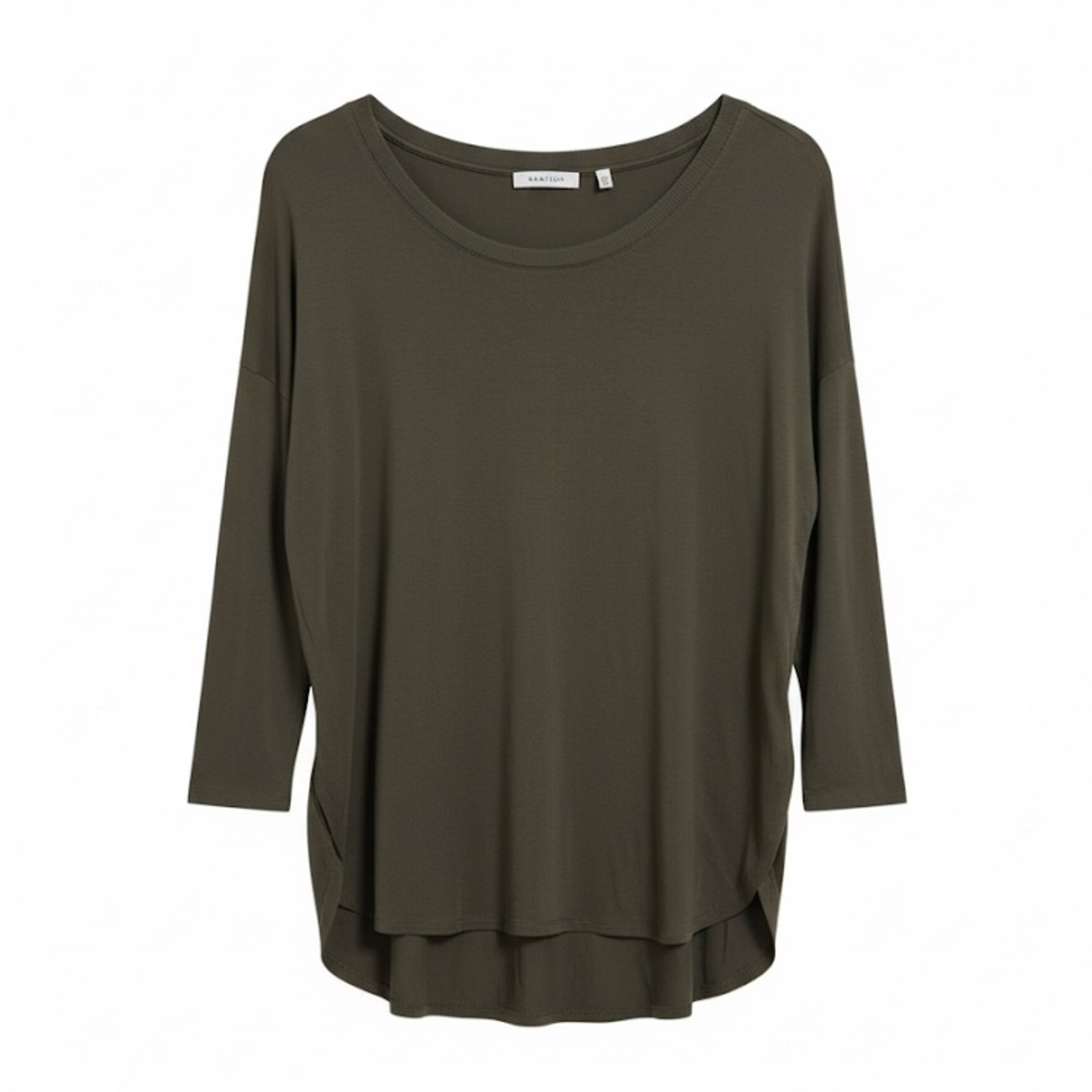 Babaton Olive Green Go-To Top Scoop Neck 3/4 Sleeve Size XS Fits S/M